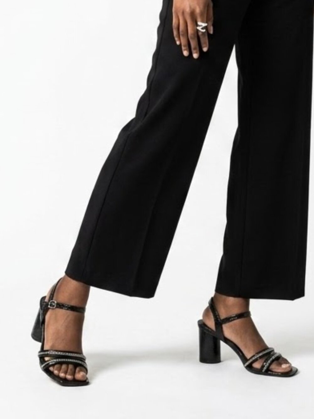 London Fog Elaina Black Chain Block Heel Sandal Punk Alt Grunge Size 11